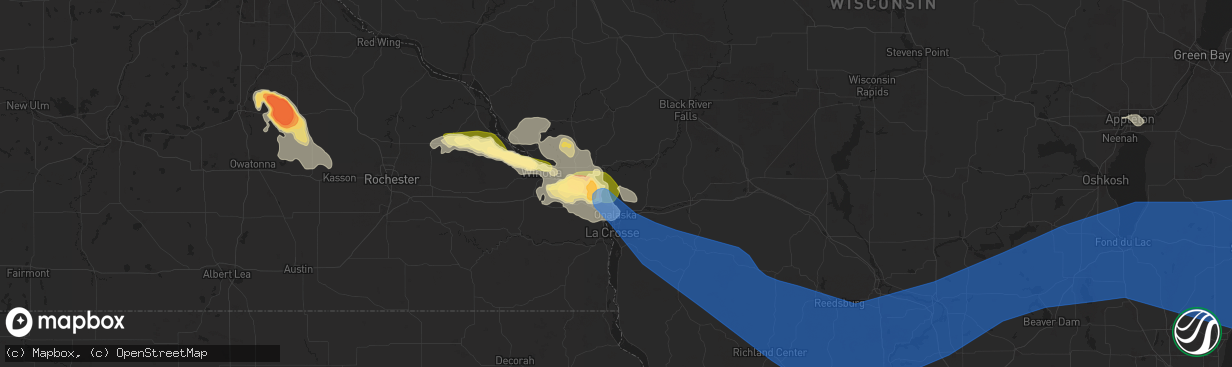 Hail map in Holmen, WI on July 13, 2024