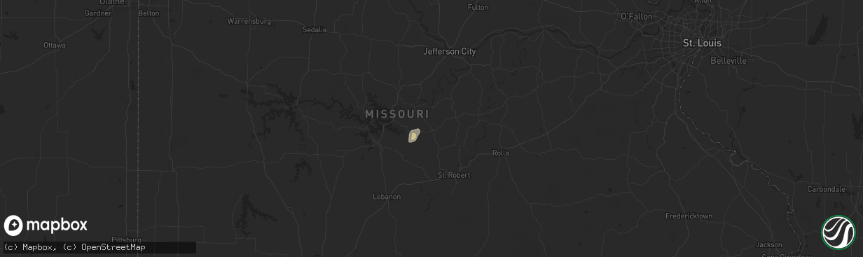 Hail map in Iberia, MO on July 13, 2024