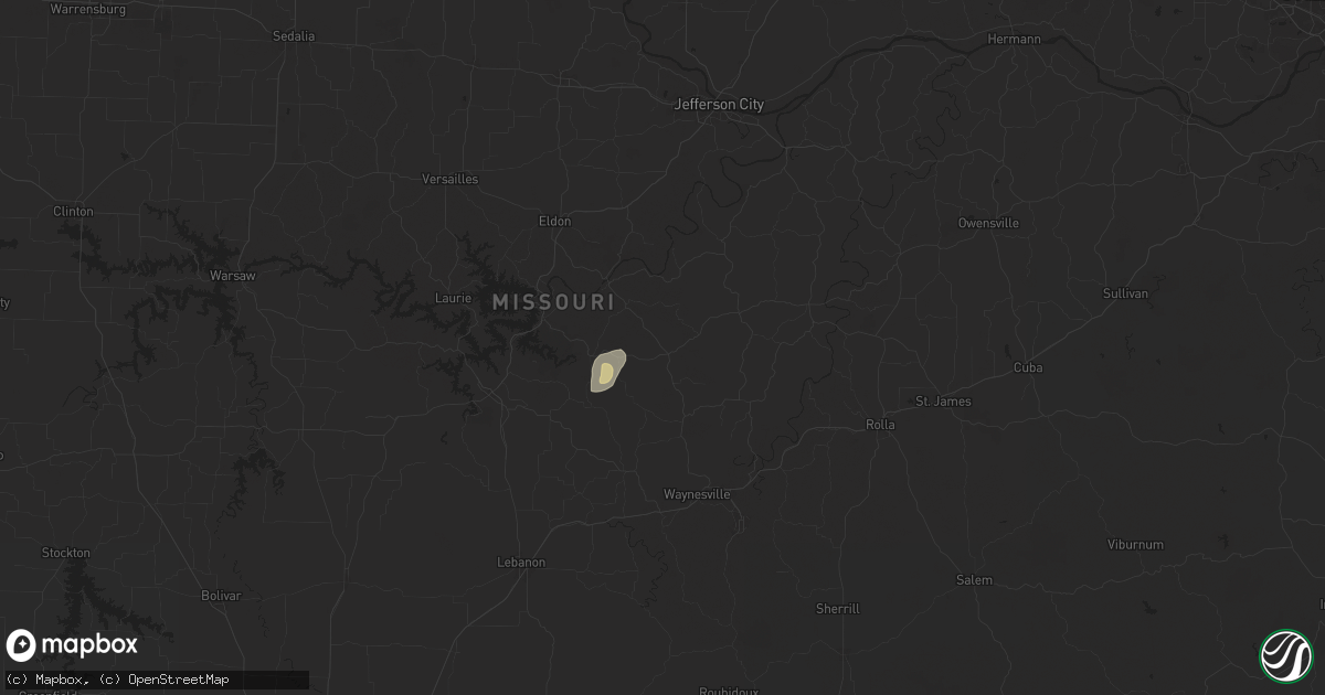 Hail map in Iberia, MO on July 13, 2024