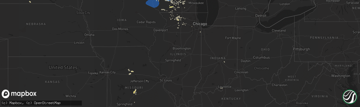 Hail map in Illinois on July 13, 2024