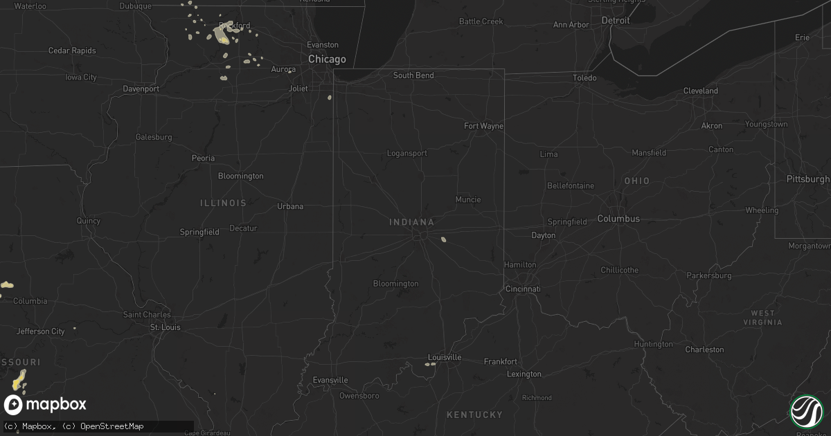 Hail map in Indiana on July 13, 2024