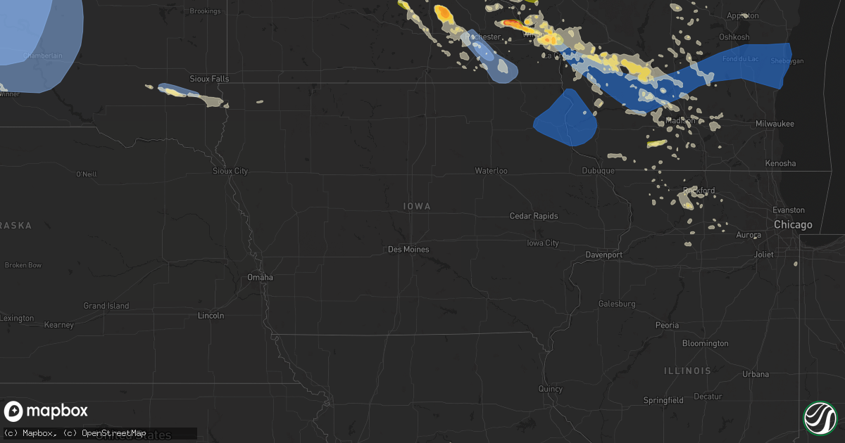 Hail map in Iowa on July 13, 2024