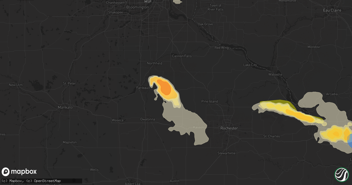 Hail map in Kenyon, MN on July 13, 2024