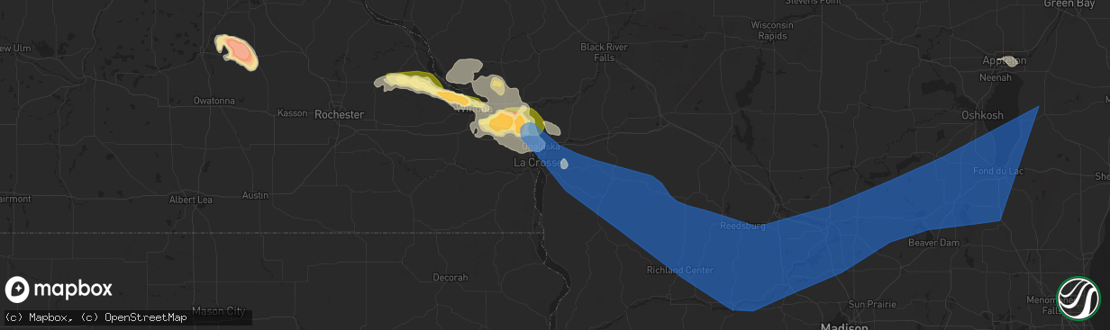 Hail map in La Crosse, WI on July 13, 2024