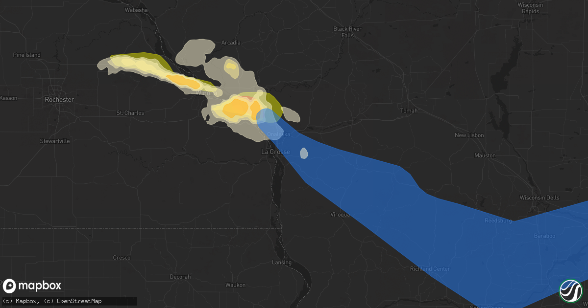 Hail map in La Crosse, WI on July 13, 2024