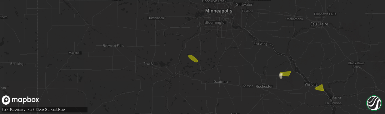 Hail map in Le Center, MN on July 13, 2024