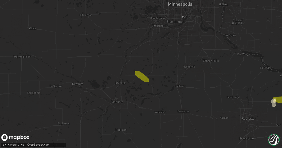 Hail map in Le Center, MN on July 13, 2024
