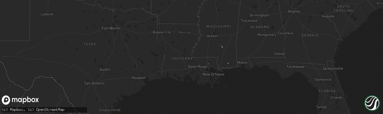 Hail map in Louisiana on July 13, 2024