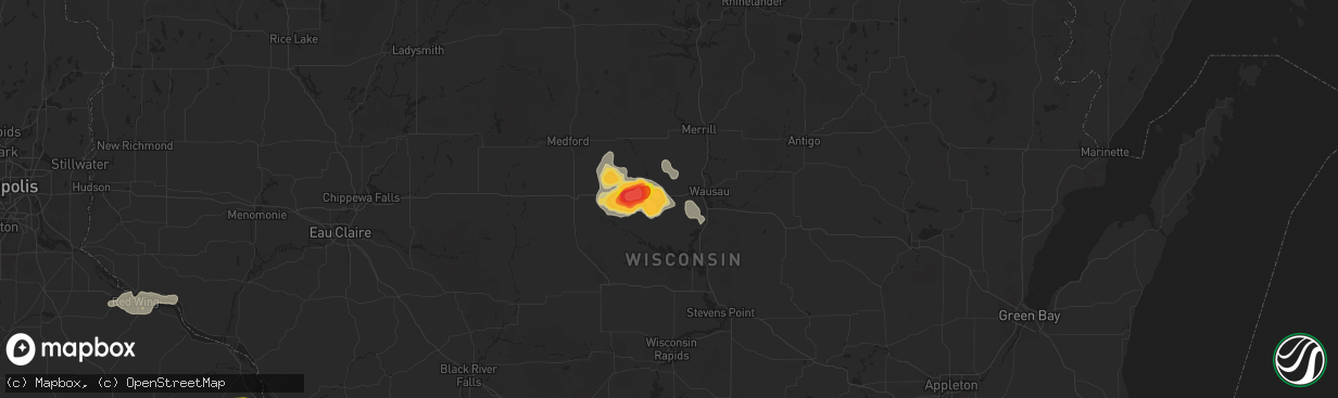 Hail map in Marathon, WI on July 13, 2024