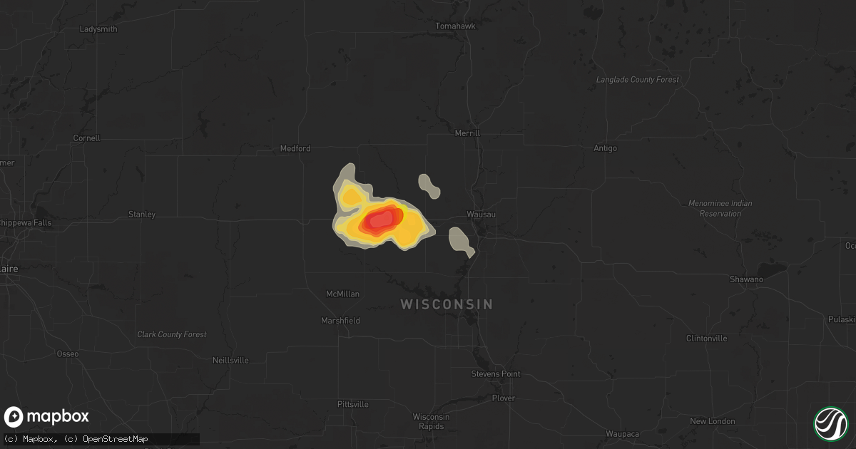 Hail map in Marathon, WI on July 13, 2024