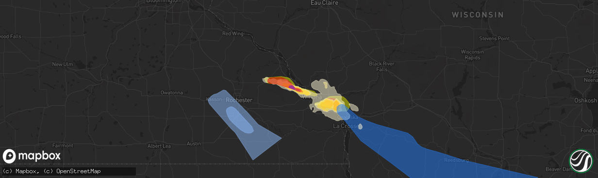 Hail map in Minnesota City, MN on July 13, 2024