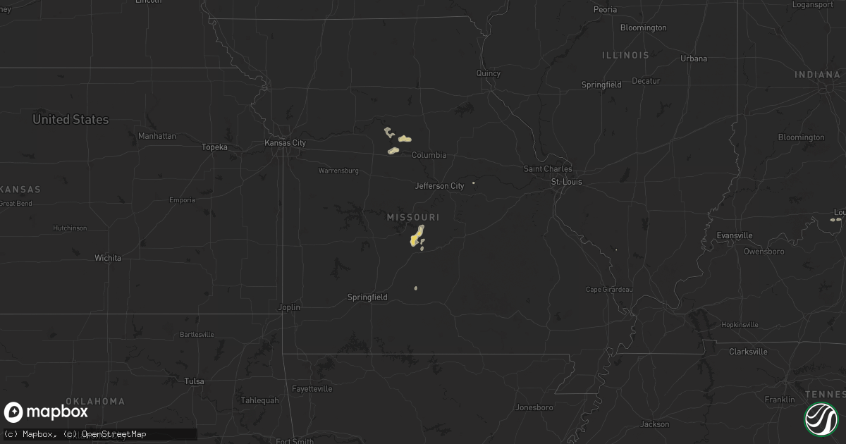 Hail map in Missouri on July 13, 2024