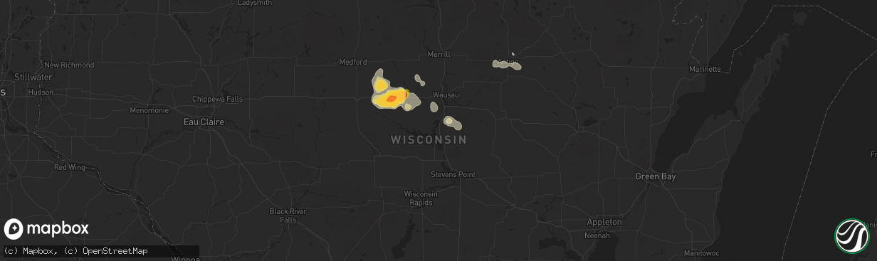 Hail map in Mosinee, WI on July 13, 2024