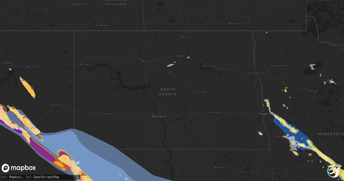 Hail map in North Dakota on July 13, 2024
