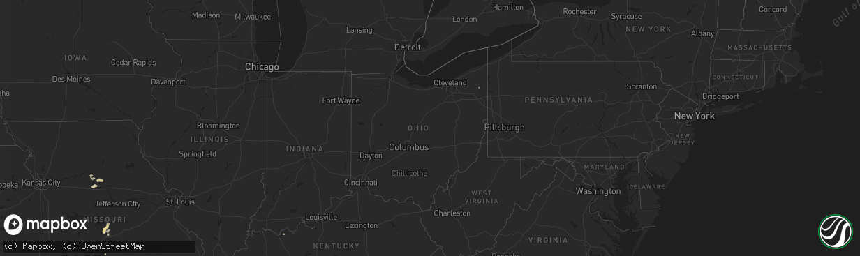 Hail map in Ohio on July 13, 2024