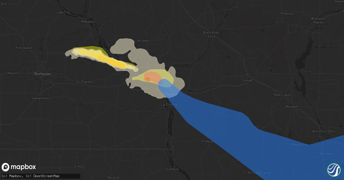 Hail map in Onalaska, WI on July 13, 2024