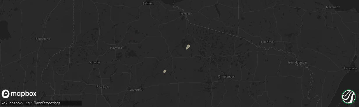 Hail map in Park Falls, WI on July 13, 2024