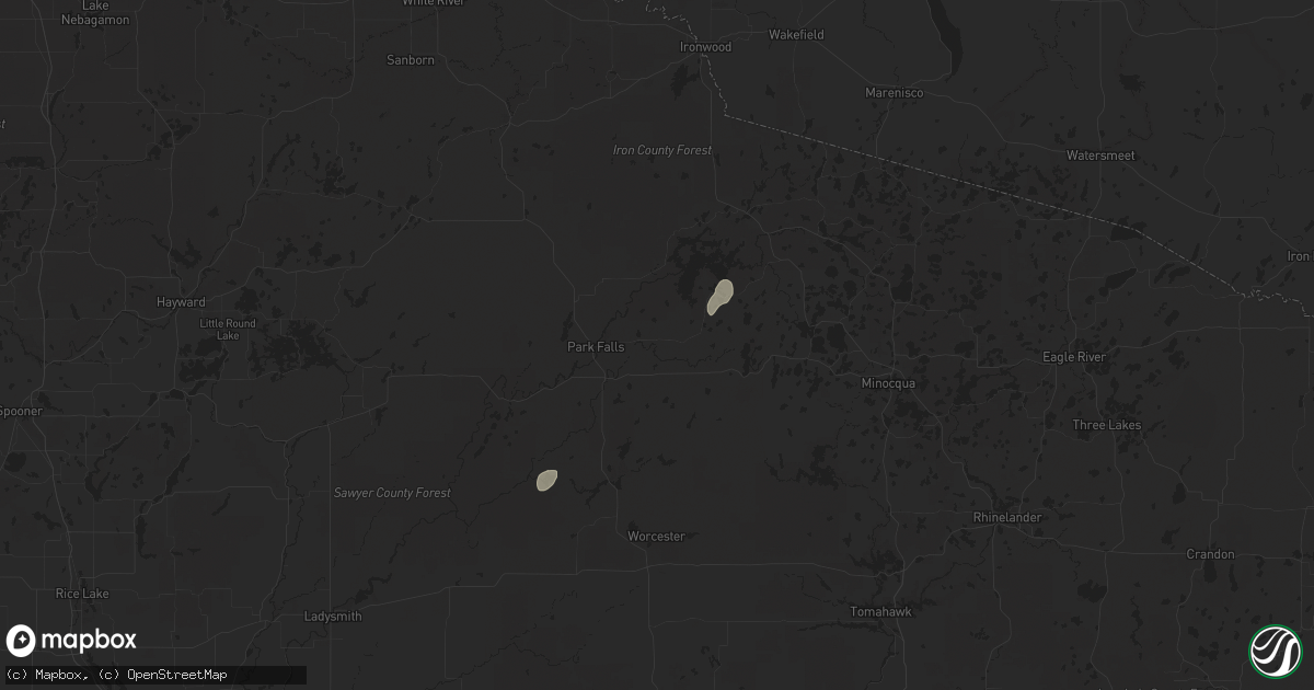 Hail map in Park Falls, WI on July 13, 2024