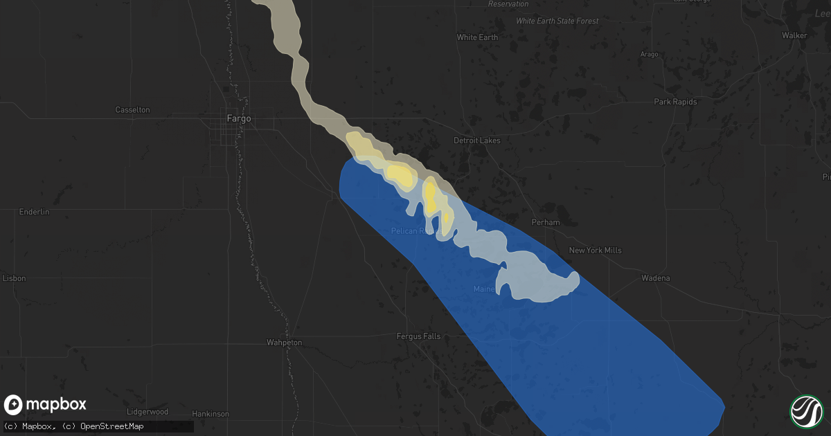 Hail map in Pelican Rapids, MN on July 13, 2024