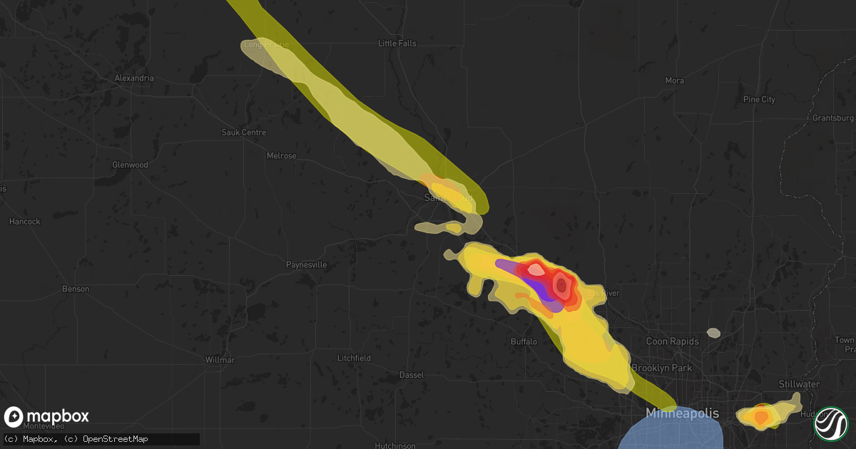 Hail map in Saint Cloud, MN on July 13, 2024