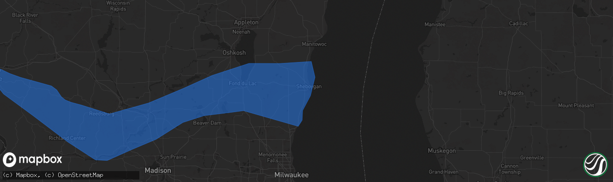 Hail map in Sheboygan, WI on July 13, 2024