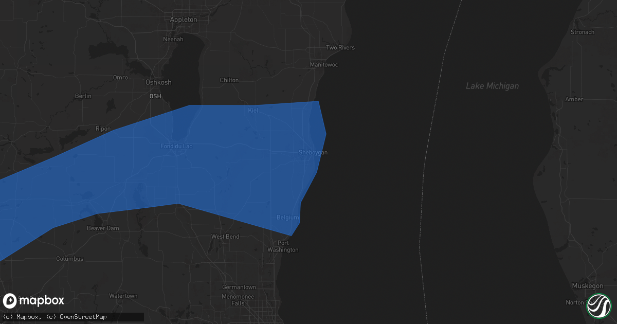 Hail map in Sheboygan, WI on July 13, 2024