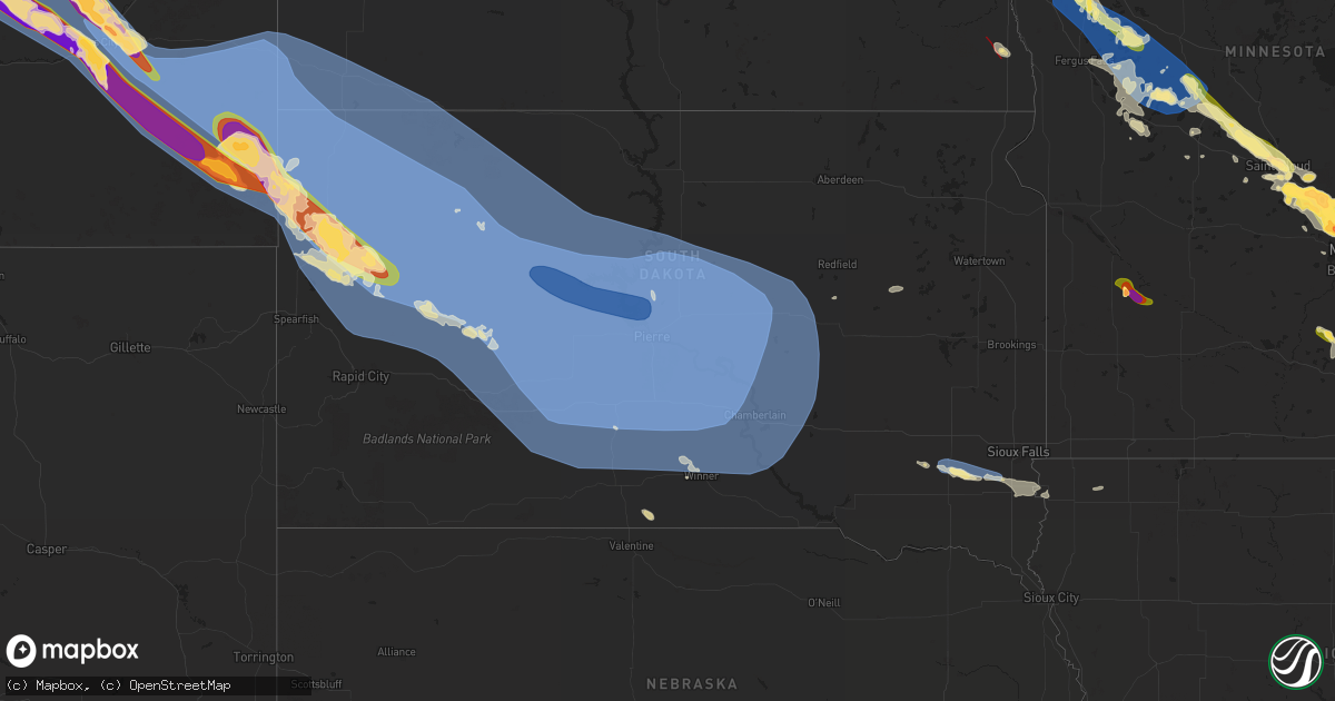 Hail map in South Dakota on July 13, 2024