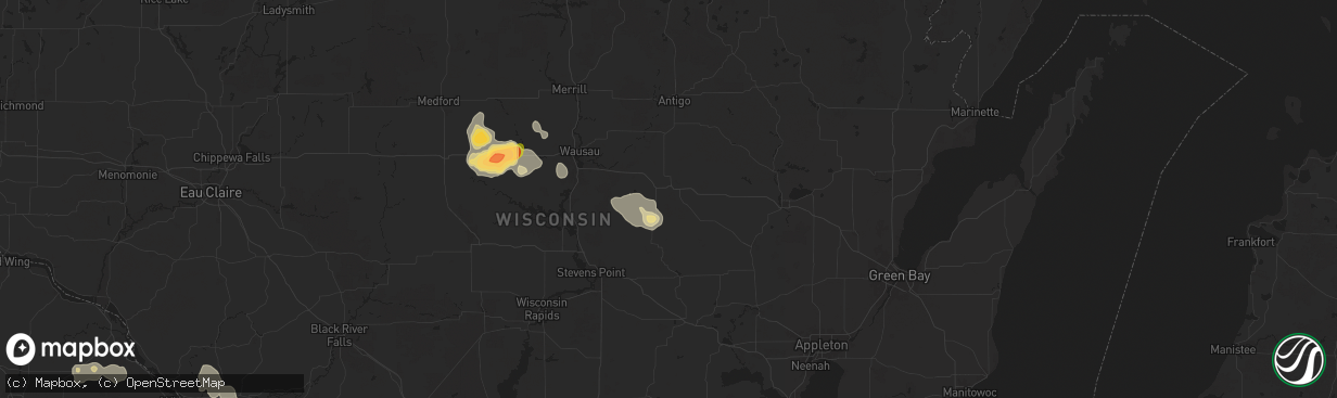 Hail map in Wittenberg, WI on July 13, 2024