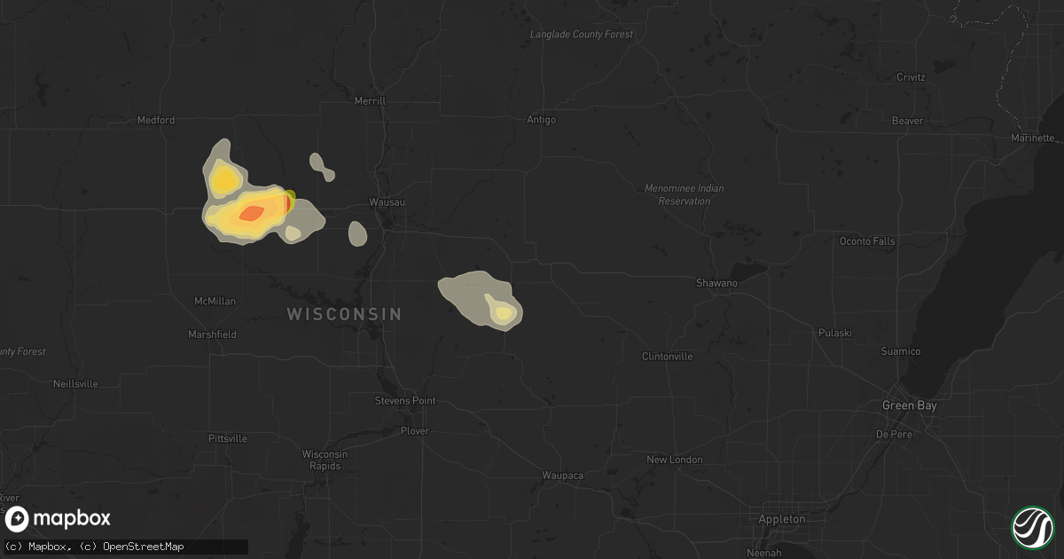 Hail map in Wittenberg, WI on July 13, 2024