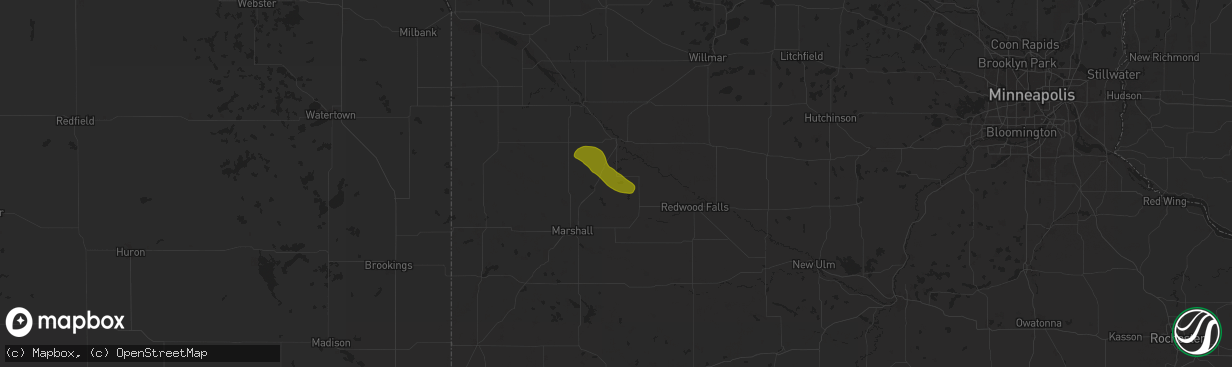 Hail map in Wood Lake, MN on July 13, 2024