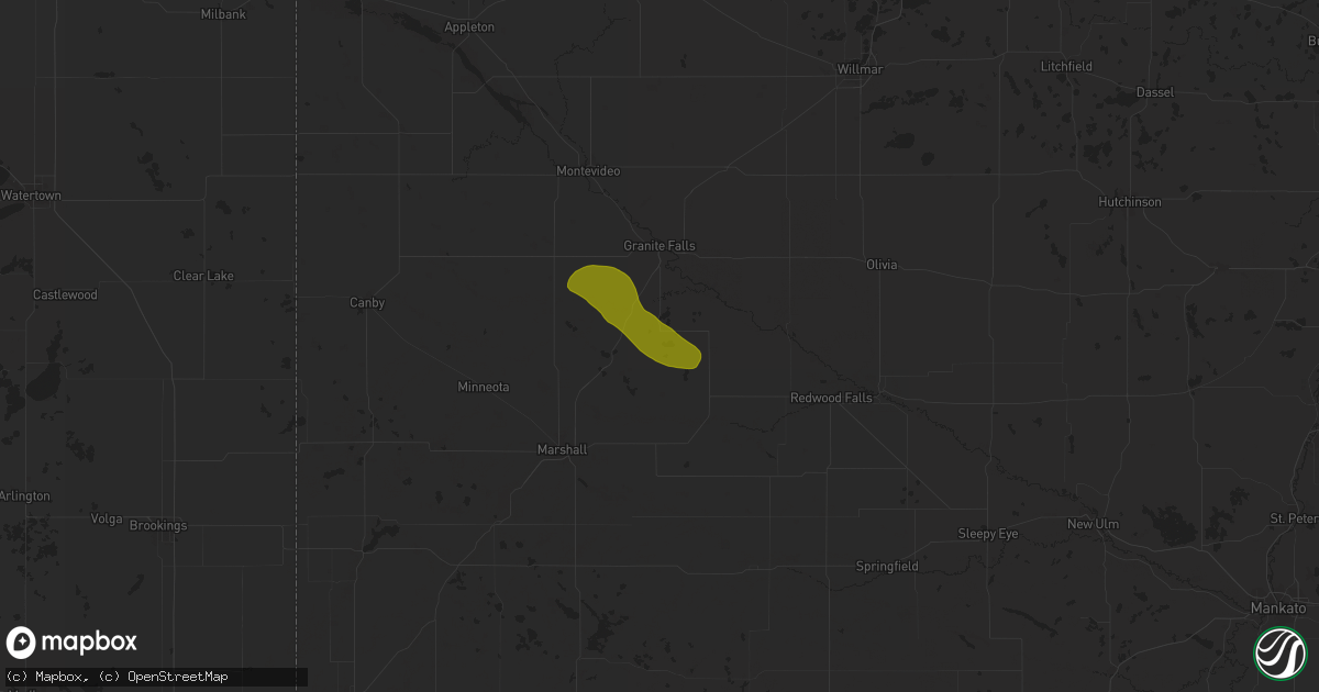 Hail map in Wood Lake, MN on July 13, 2024