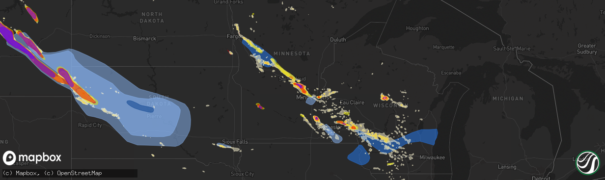 Hail map on July 13, 2024