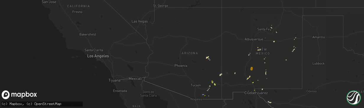 Hail map in Arizona on July 13, 2025