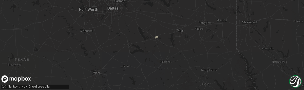 Hail map in Athens, TX on July 13, 2025