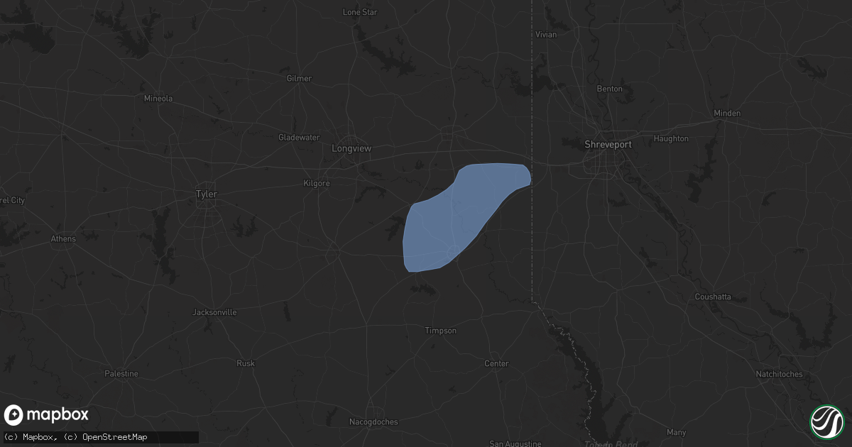 Hail map in Beckville, TX on July 13, 2025