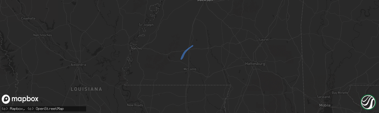 Hail map in Bogue Chitto, MS on July 13, 2025