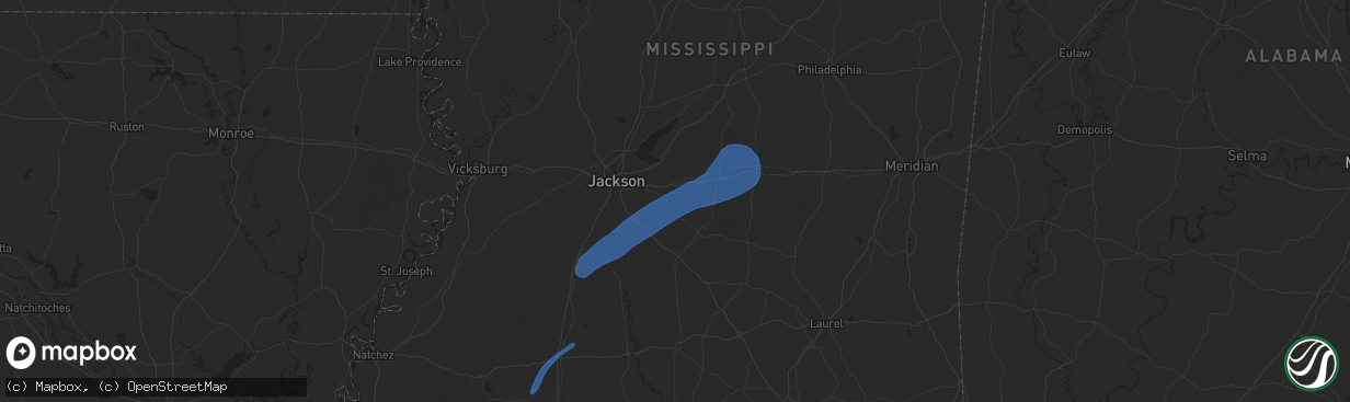 Hail map in Brandon, MS on July 13, 2025