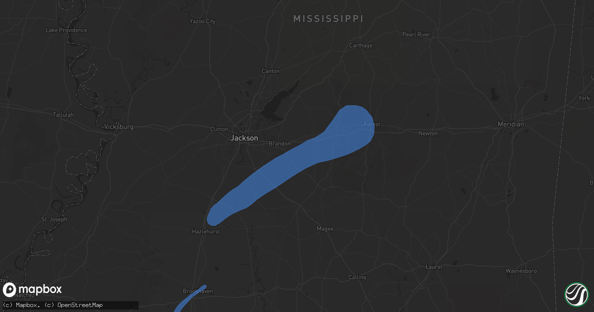 Hail map in Brandon, MS on July 13, 2025