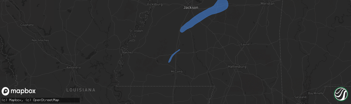 Hail map in Brookhaven, MS on July 13, 2025