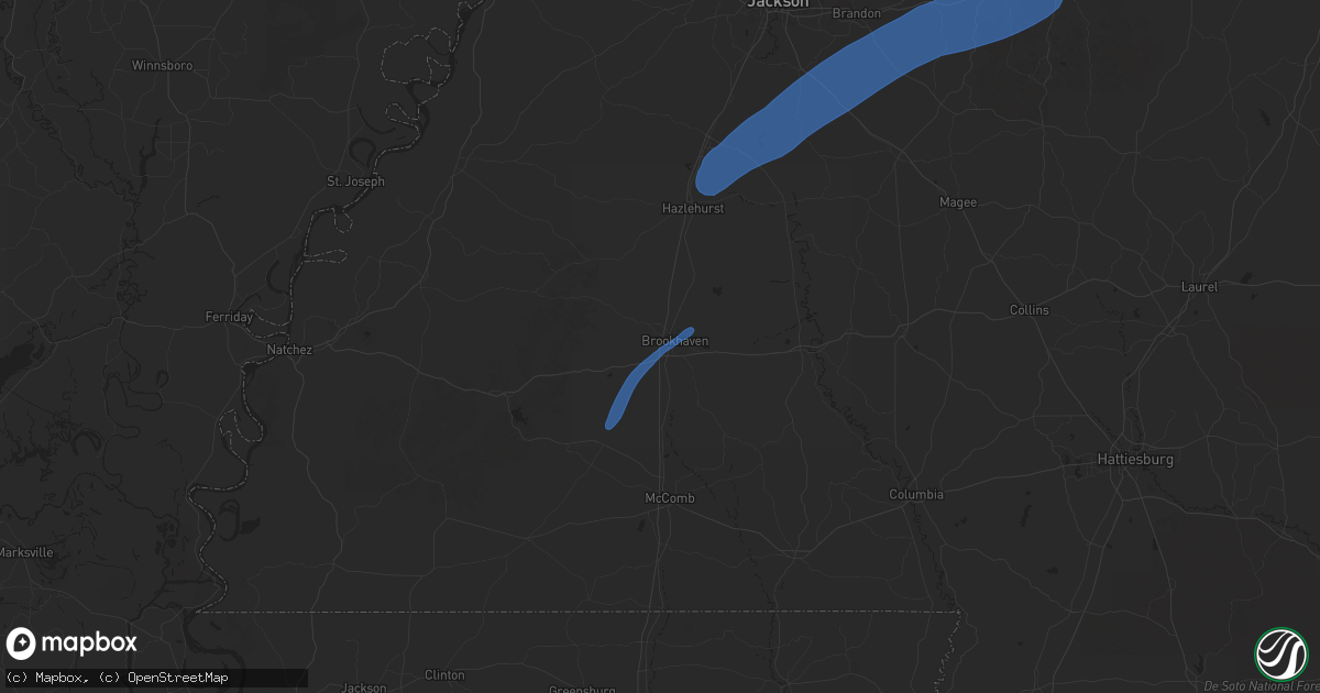 Hail map in Brookhaven, MS on July 13, 2025