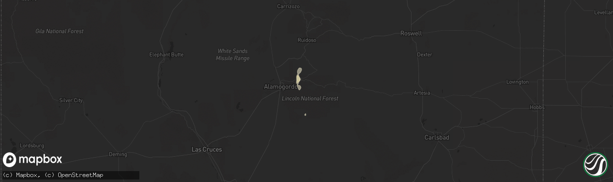 Hail map in Cloudcroft, NM on July 13, 2025