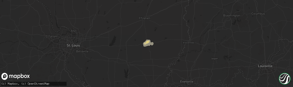 Hail map in Flora, IL on July 13, 2025