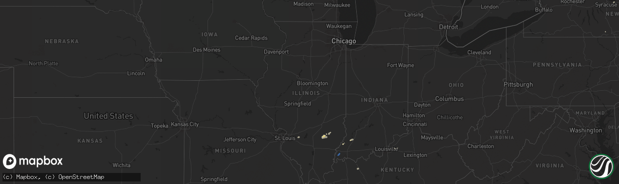 Hail map in Illinois on July 13, 2025