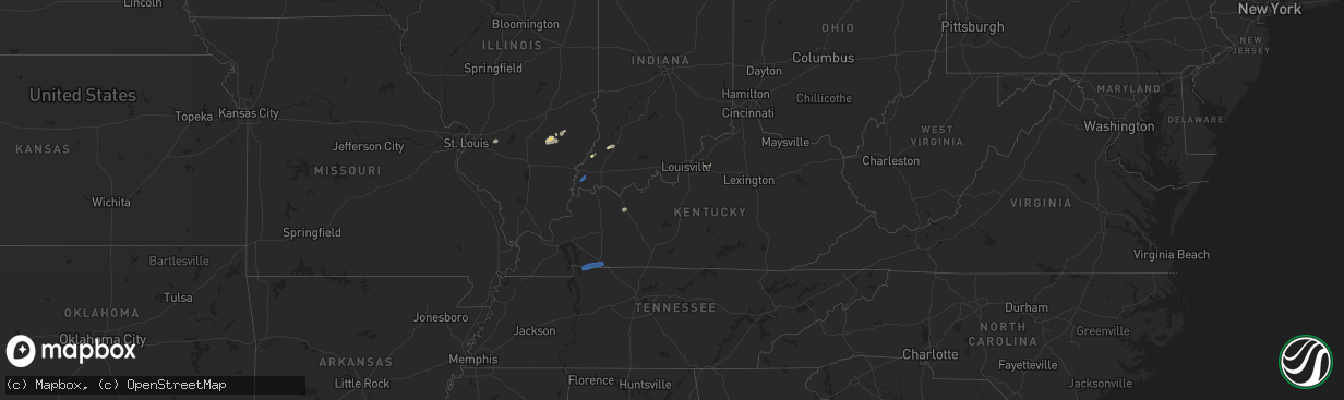 Hail map in Kentucky on July 13, 2025