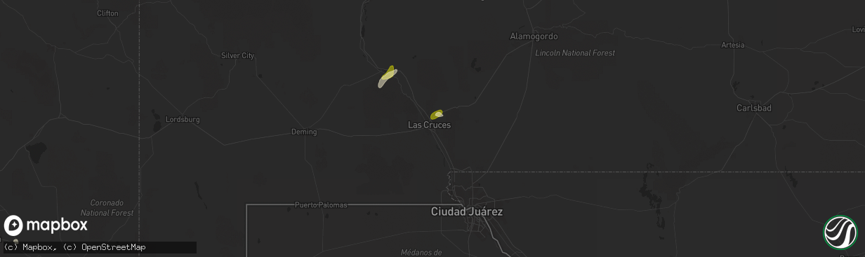 Hail map in Las Cruces, NM on July 13, 2025
