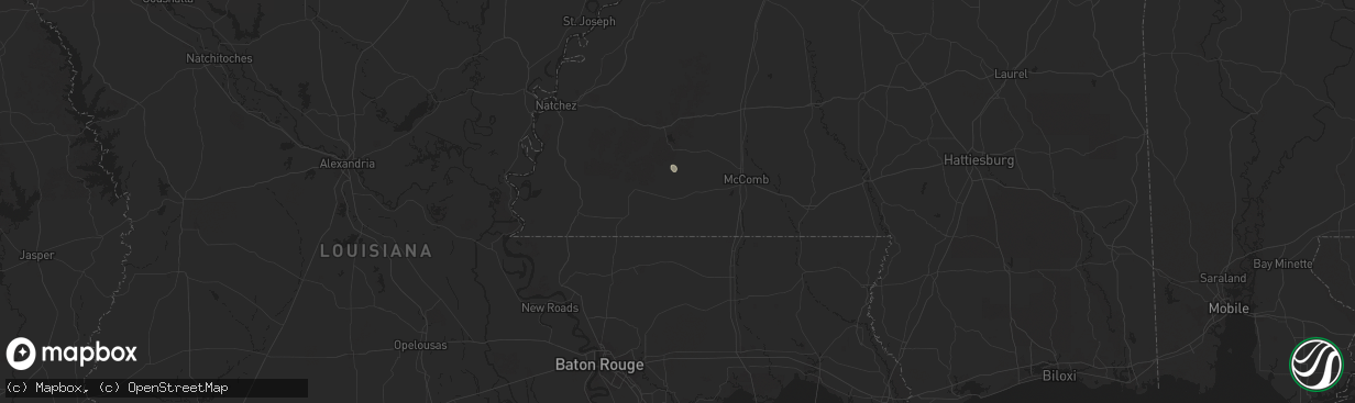Hail map in Liberty, MS on July 13, 2025