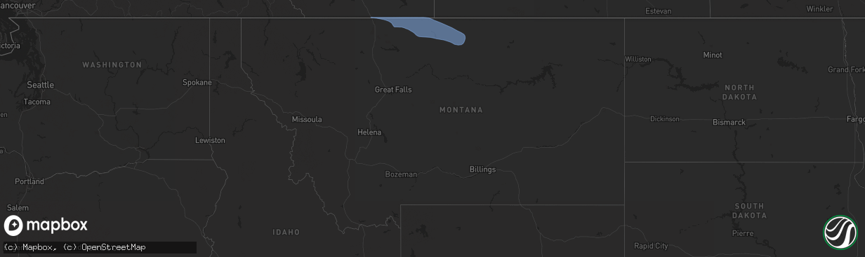 Hail map in Montana on July 13, 2025