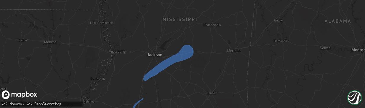 Hail map in Morton, MS on July 13, 2025
