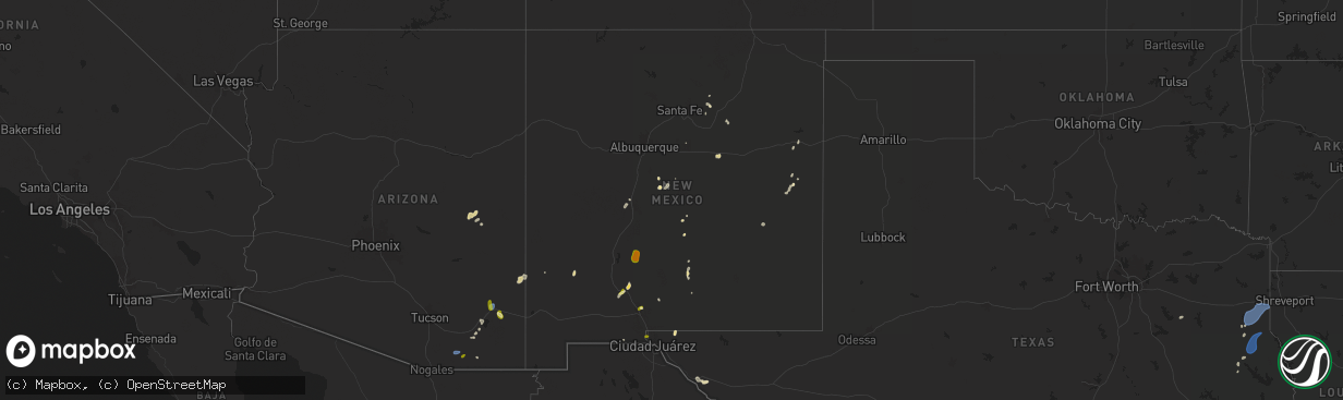 Hail map in New Mexico on July 13, 2025