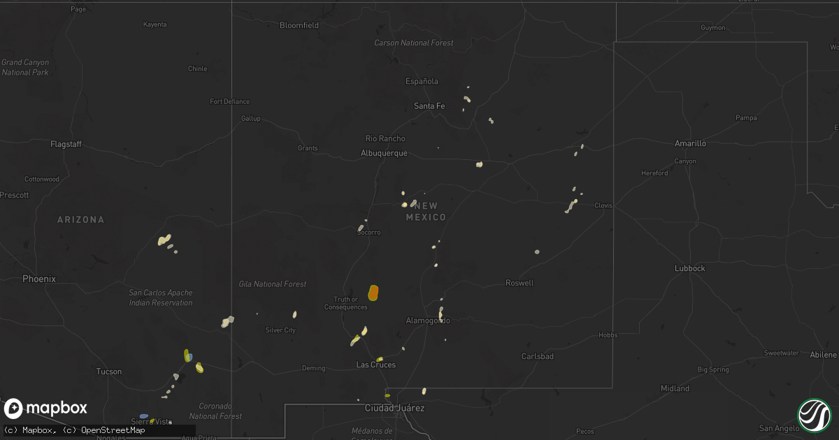 Hail map in New Mexico on July 13, 2025